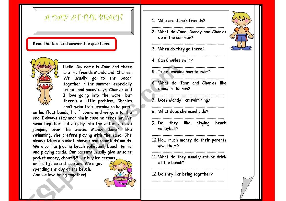 A Day at the Beach worksheet