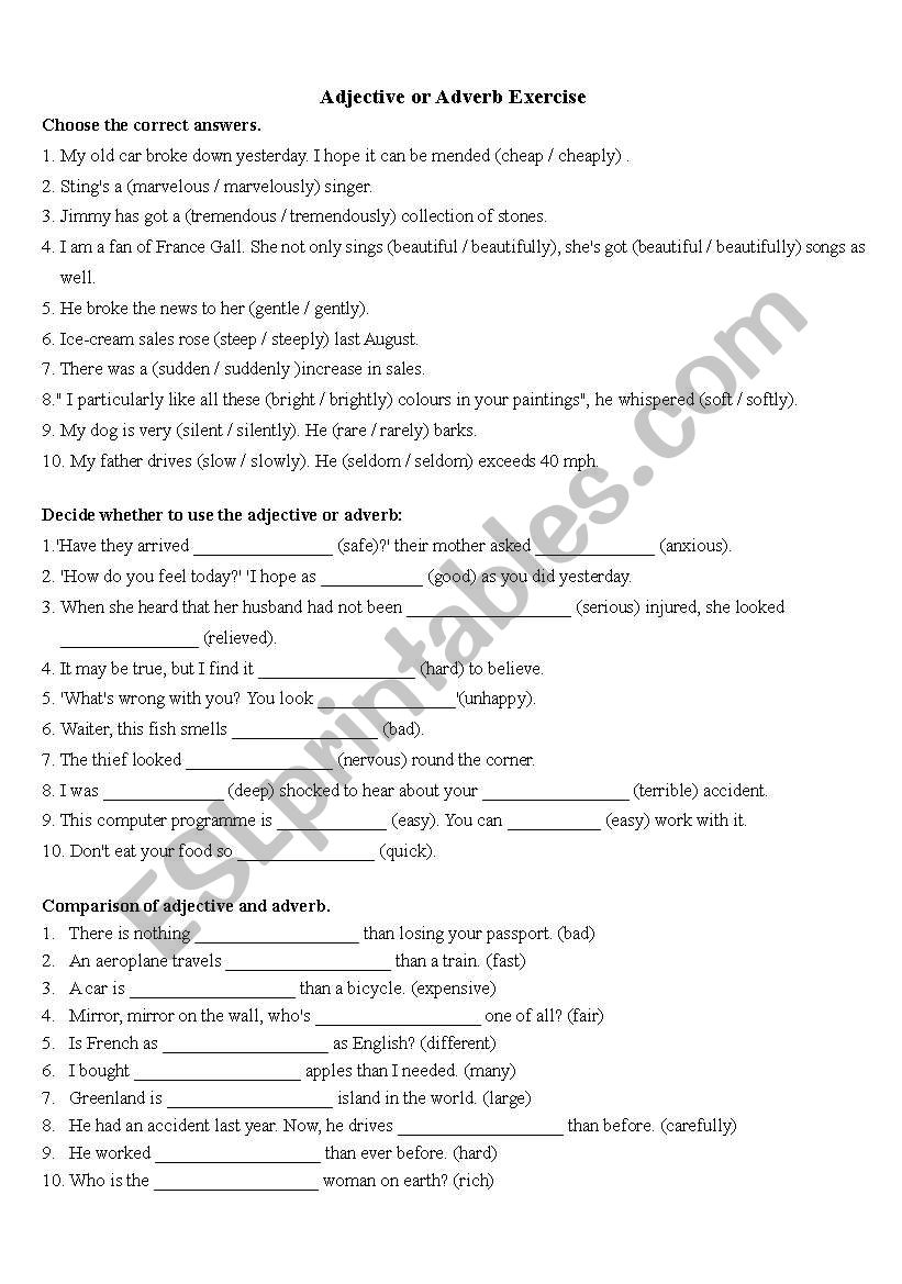 Comparison of adjective and adverb