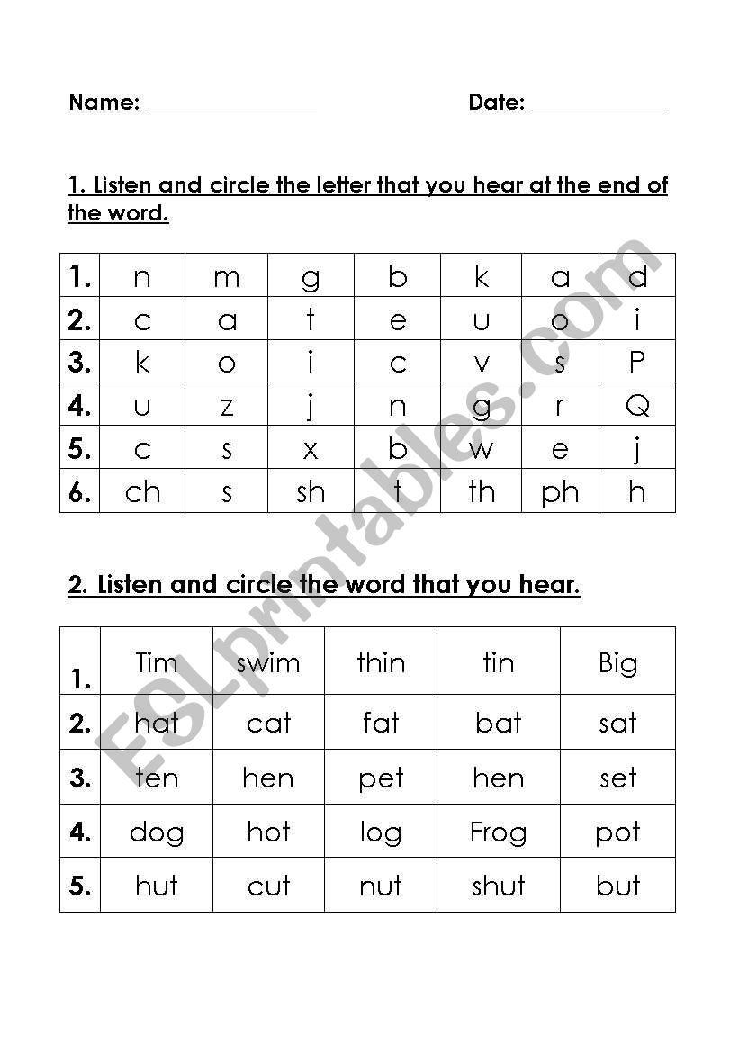 listening exercises worksheet