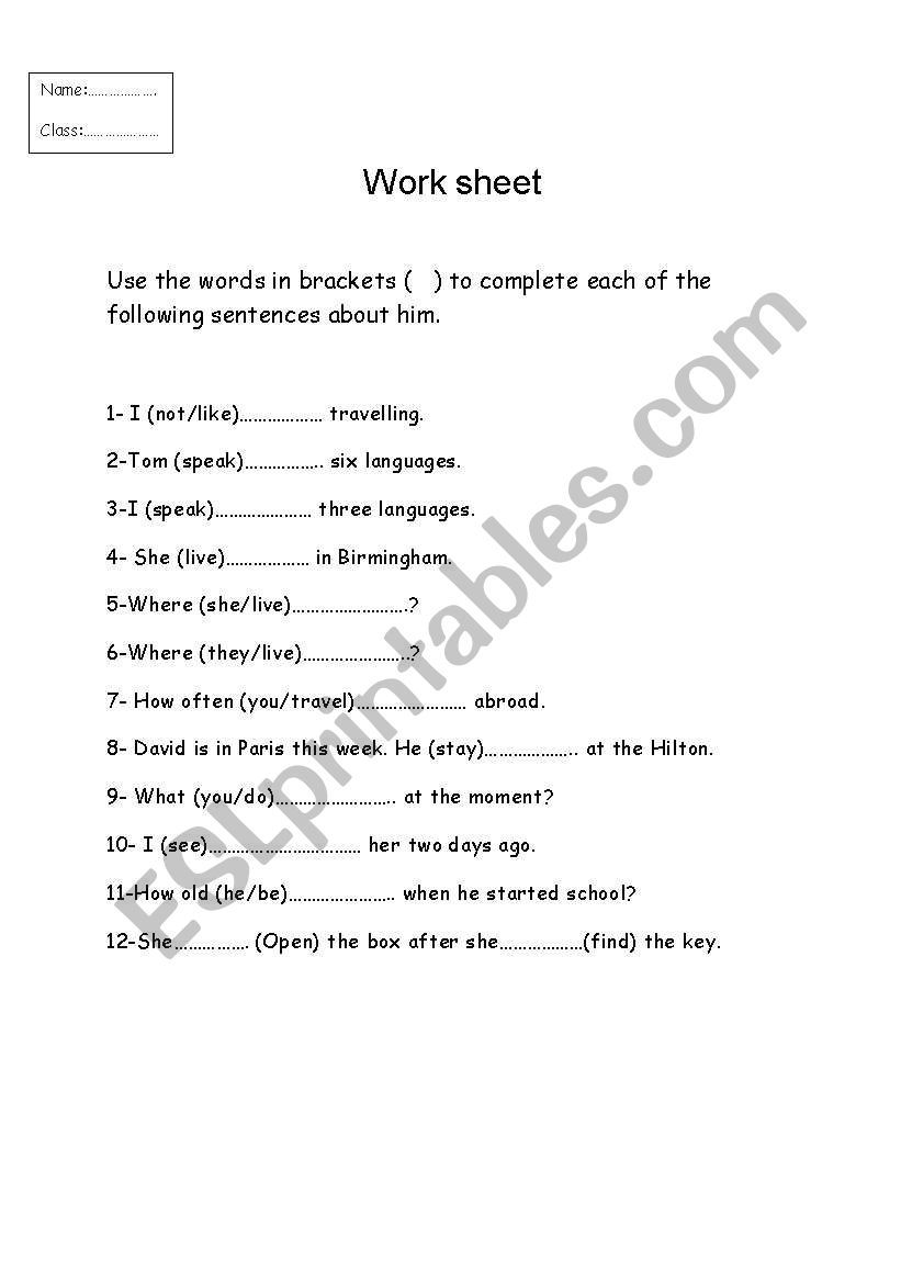 Grammer exercise  worksheet
