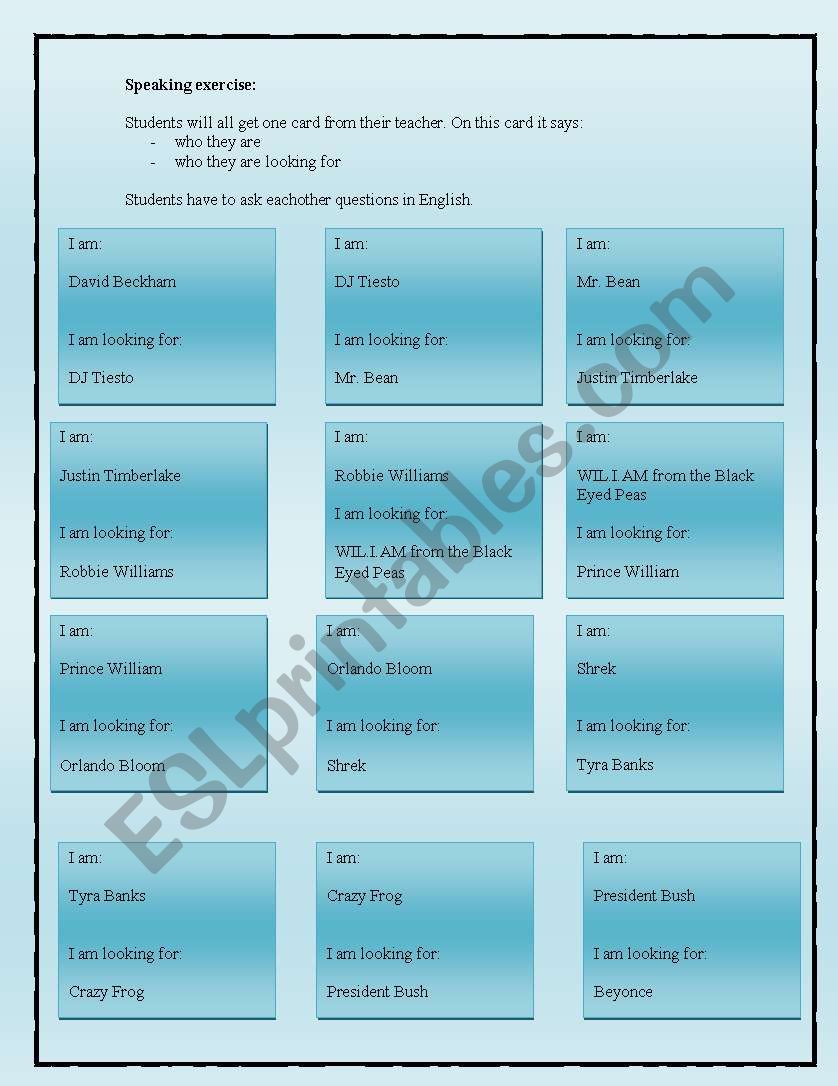 question game worksheet