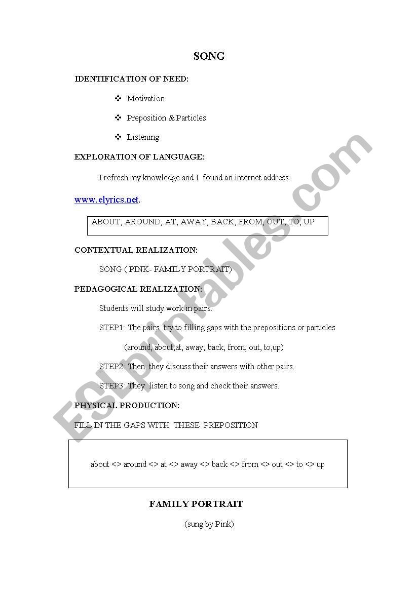 preposition worksheet