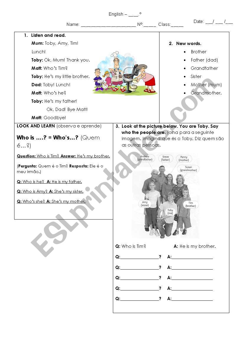 family worksheet