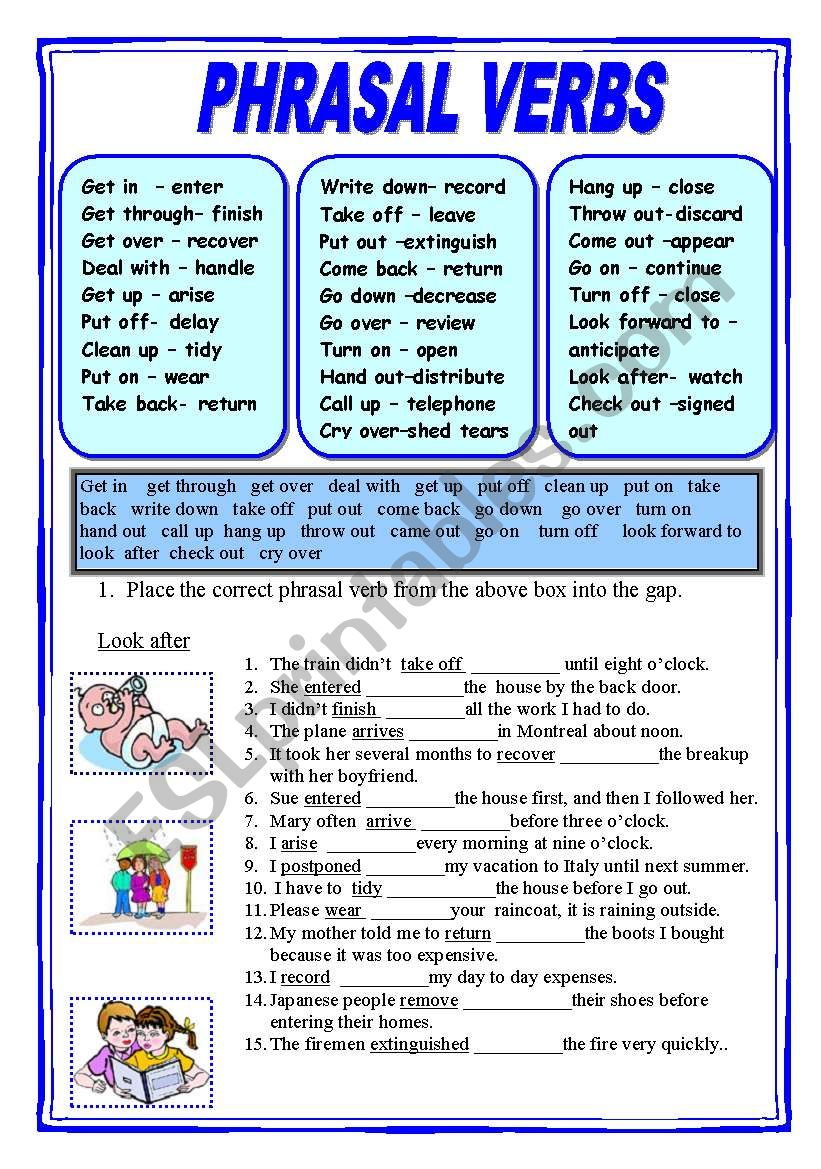 PHRASAL VERBS ESL Worksheet By GIOVANNI