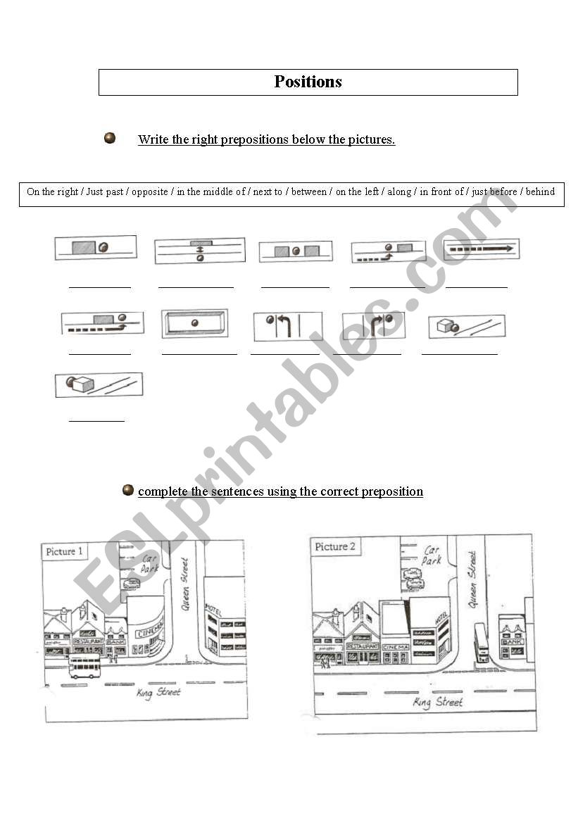 Prepositions worksheet