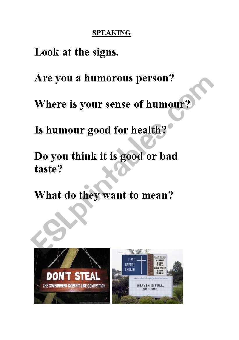 SPEAKING: DO YOU HAVE SENSE OF HUMOUR??? 1