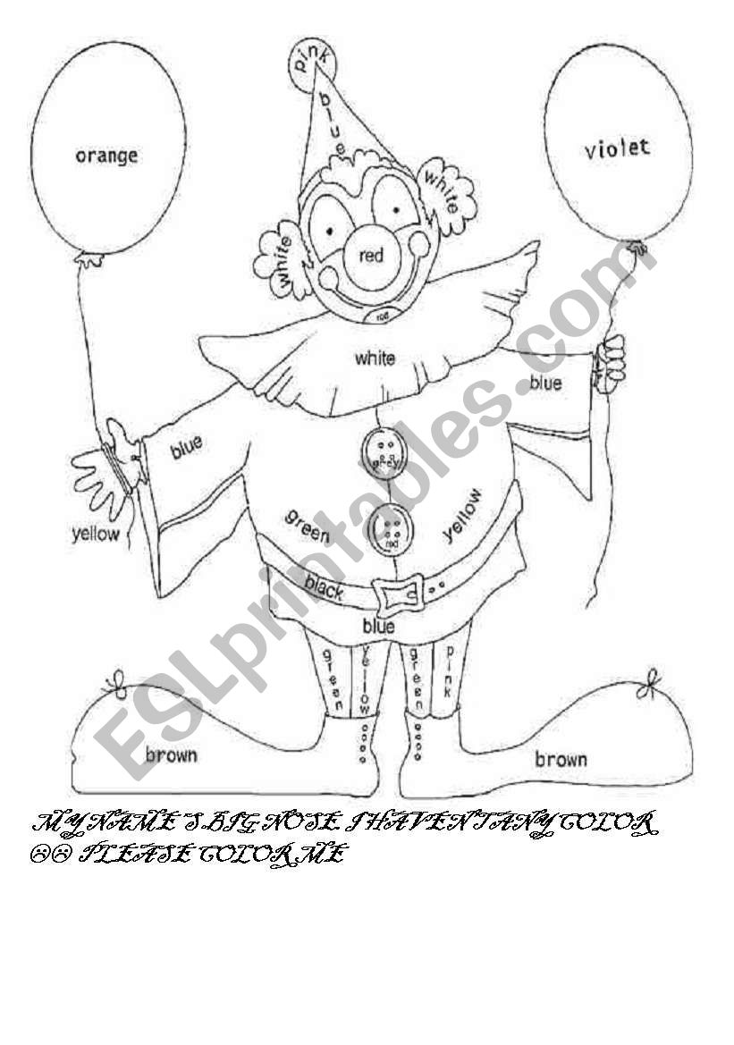 COLOR THE CLOWN worksheet