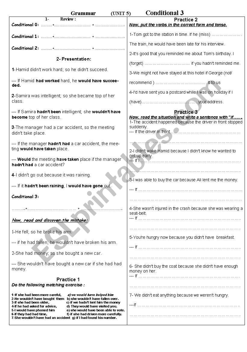 Conditional 3 worksheet