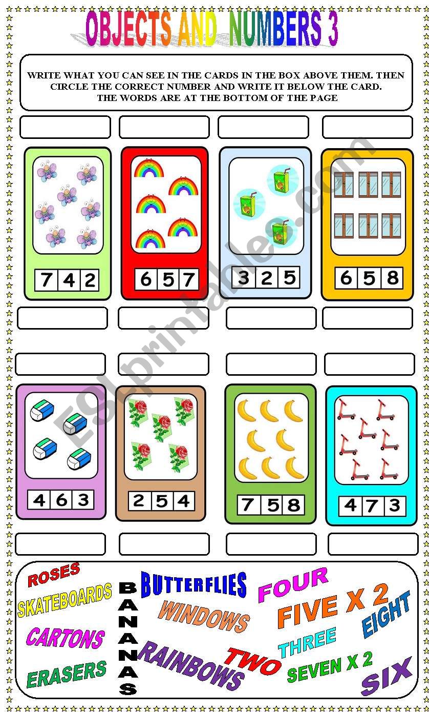 OBJECTS AND NUMBERS 3 worksheet
