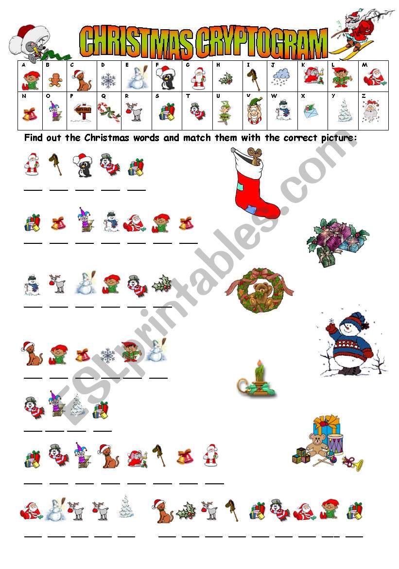 Xmas Cryptogram worksheet