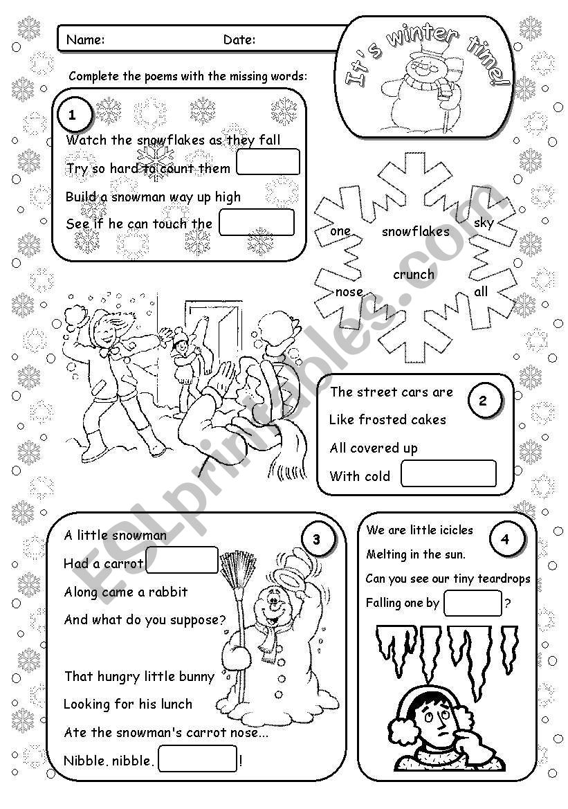 Poems worksheet