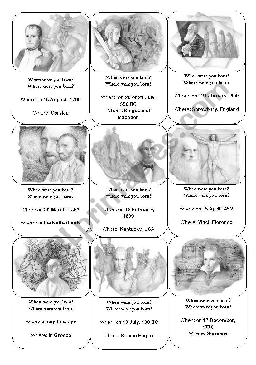 when were they born worksheet