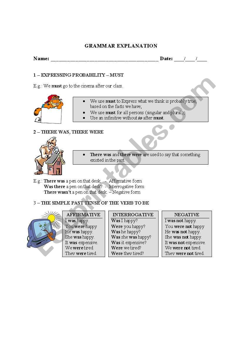 Grammar explanation worksheet