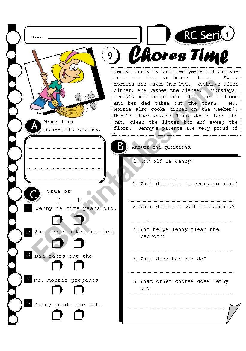 RC Series 09 - Chores Time (Fully Editable + Answer Key)