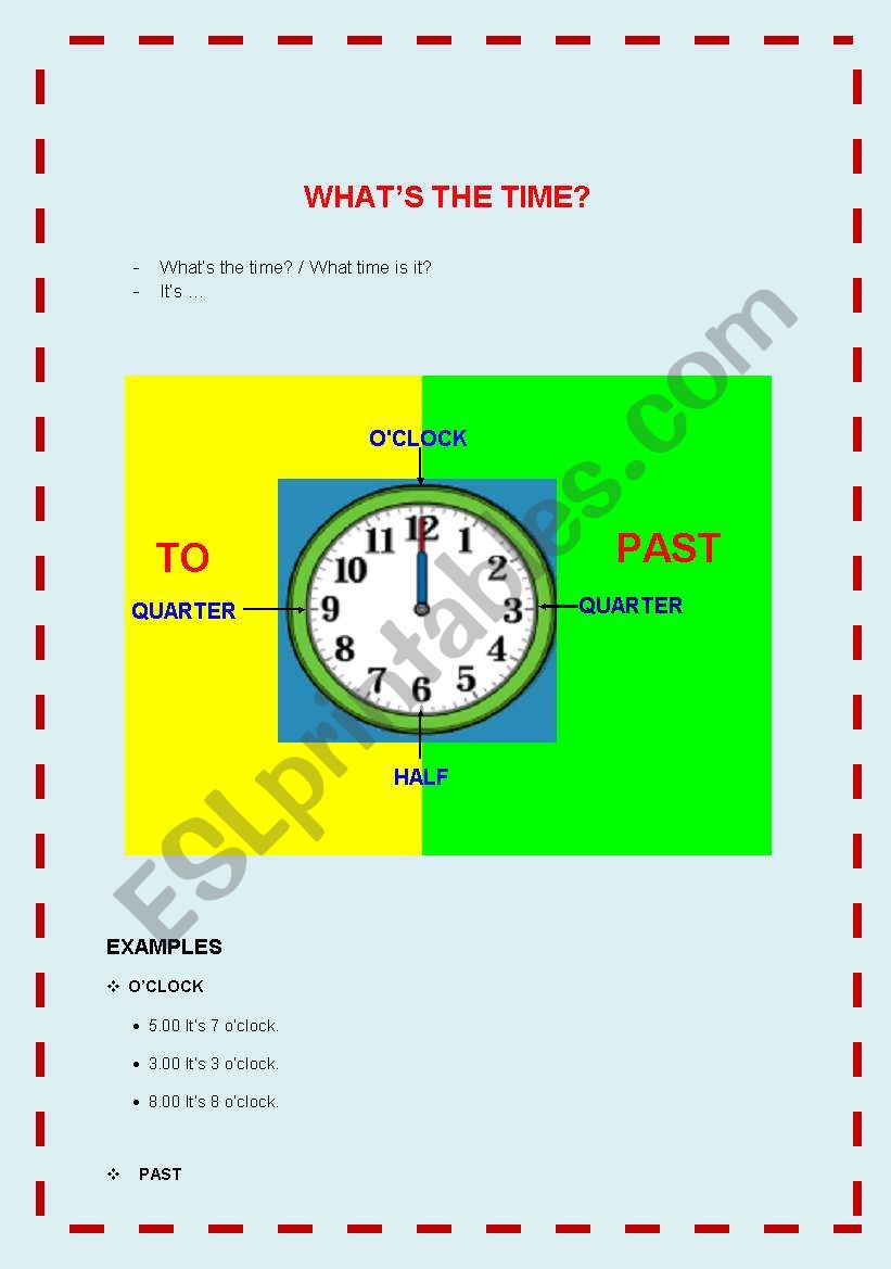 Whats the time? worksheet