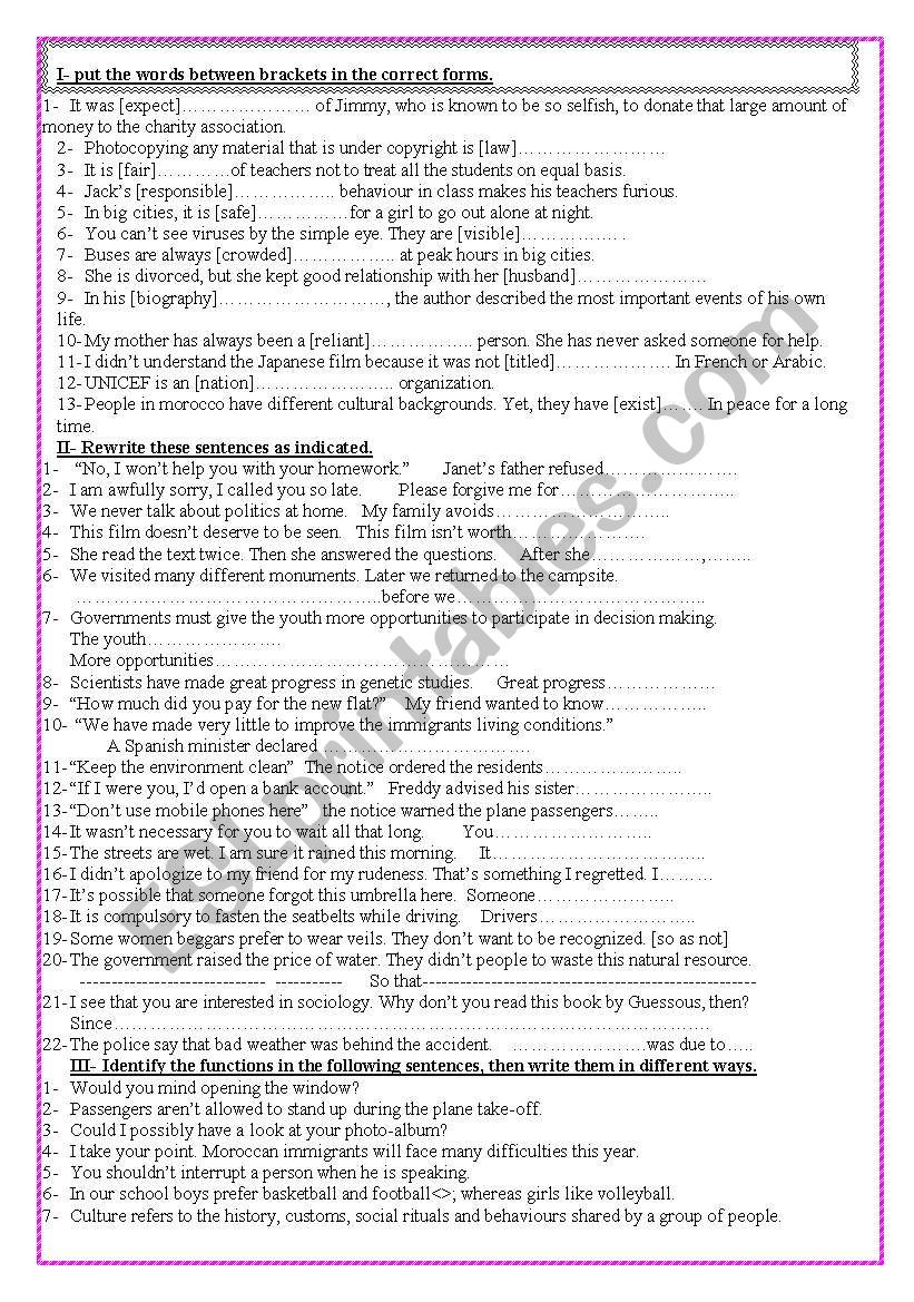 general review worksheet