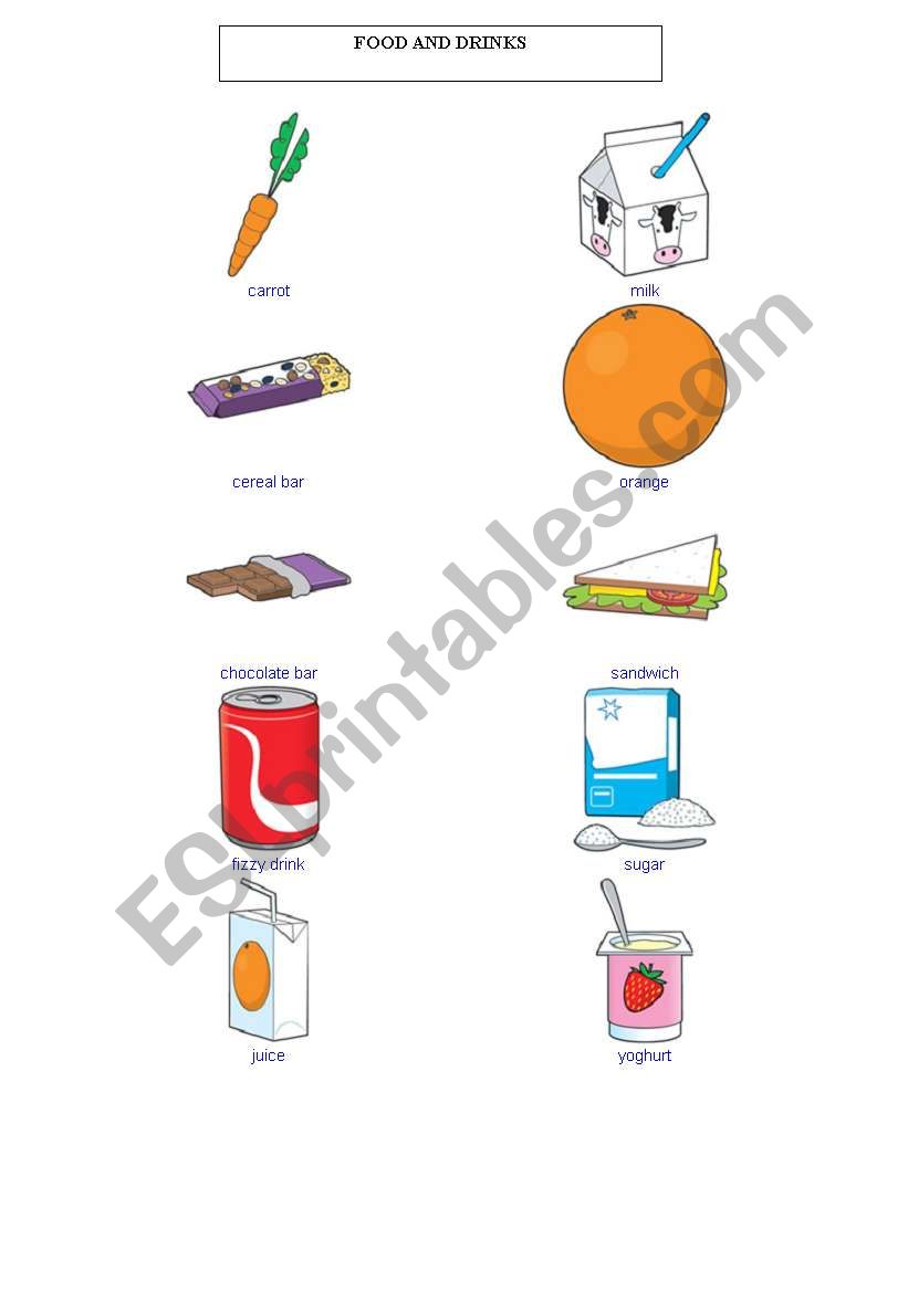 FOOD AND DRINKS worksheet