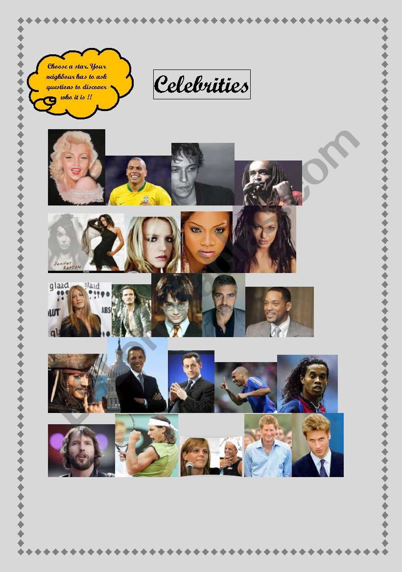 celebrities worksheet