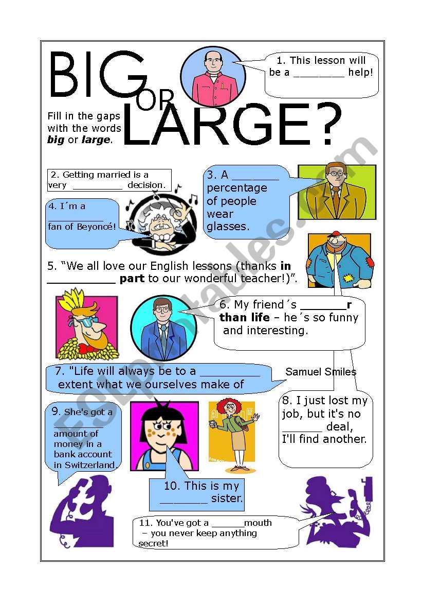 Big or large? (Collocations ) worksheet