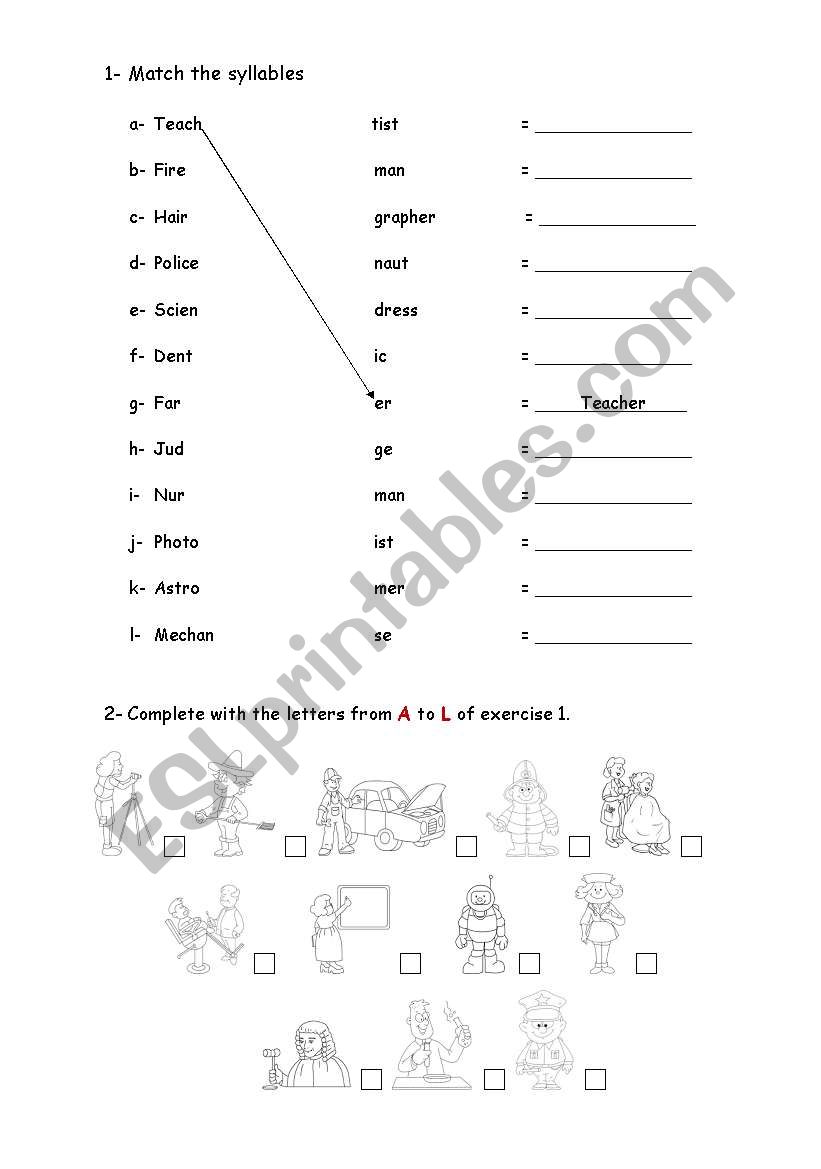 matching jobs worksheet