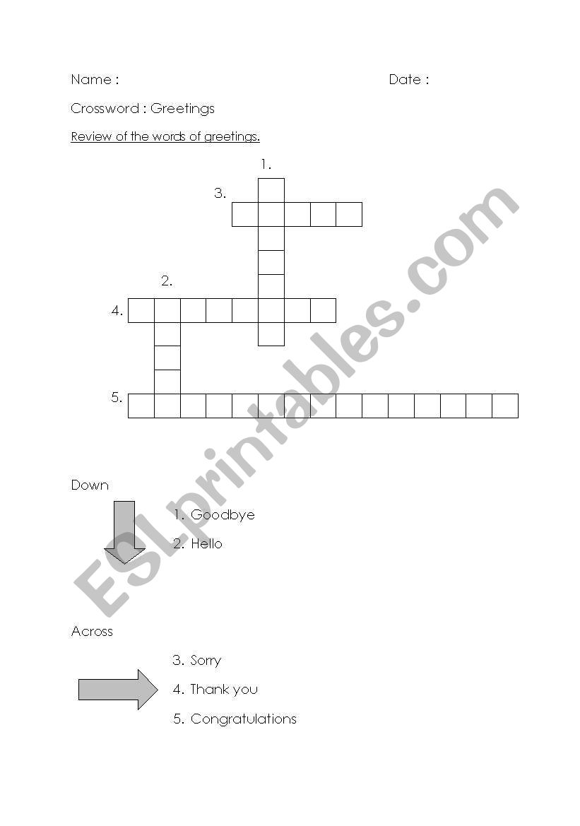 Greetings worksheet