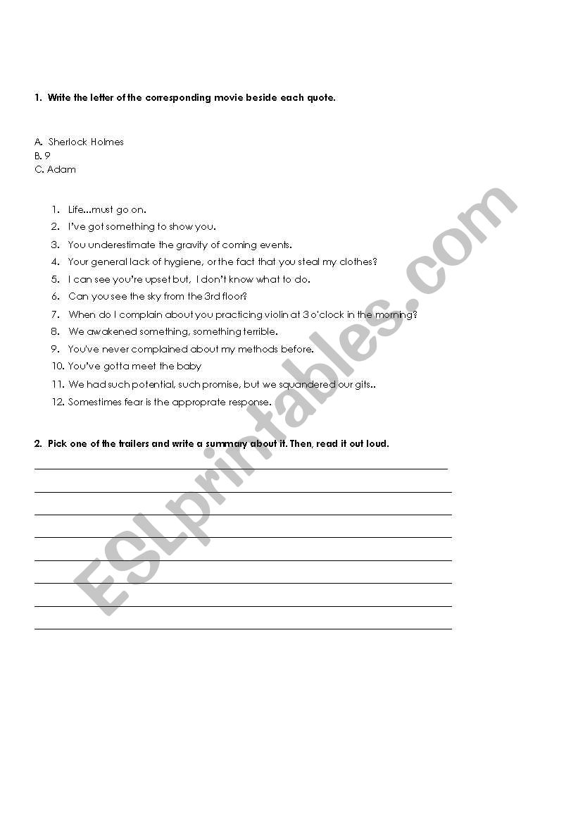 Which movie is it? worksheet