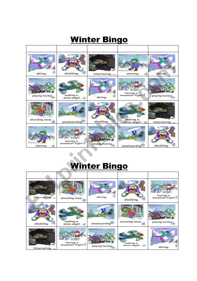 BINGO!!!!!!!  WINTER THEME worksheet