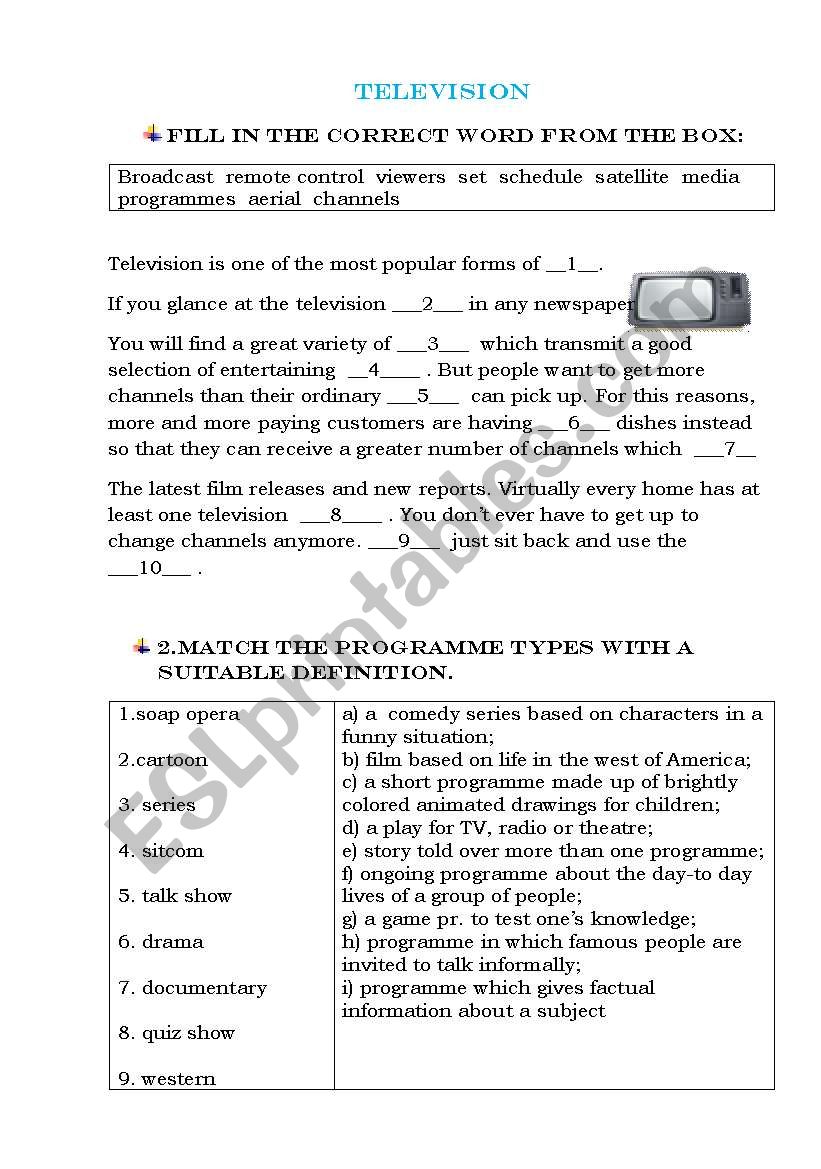 Television worksheet