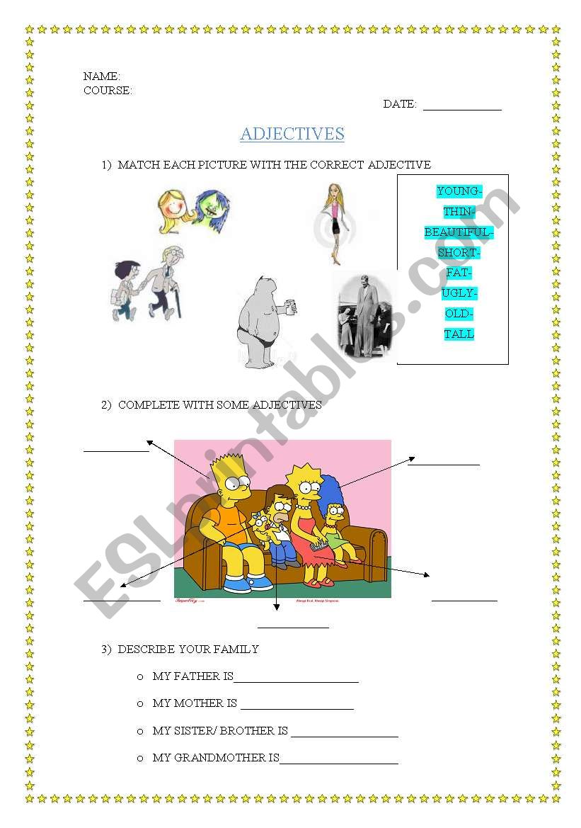 ADJECTIVES worksheet