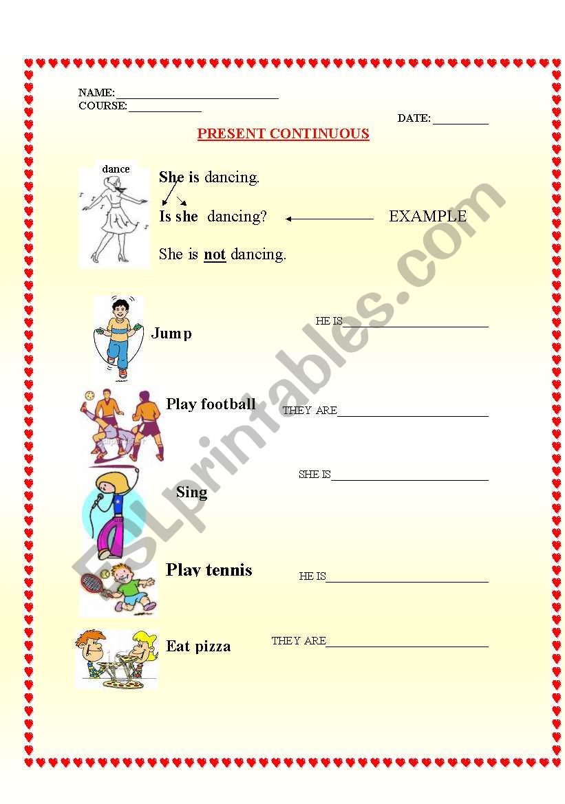 present continuous worksheet