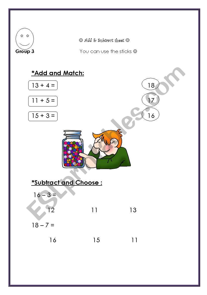 Math Sheet LOW LEVEL worksheet
