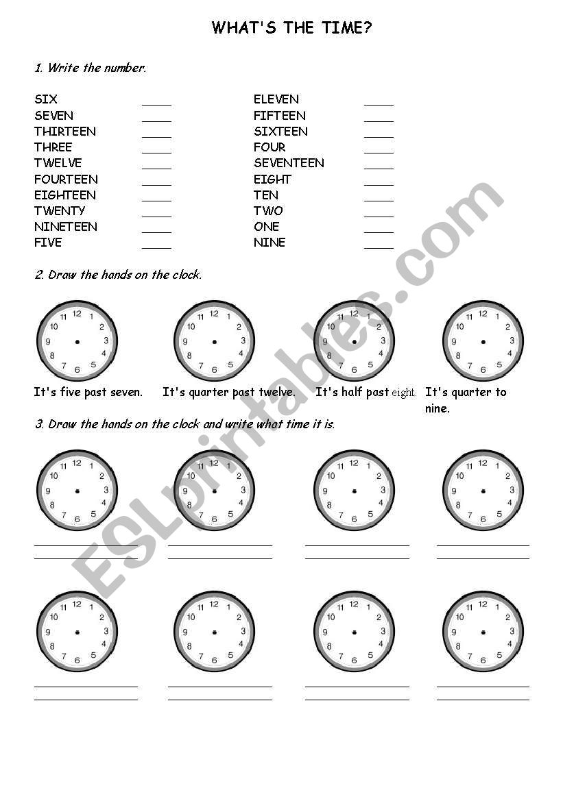 Whats the time? worksheet