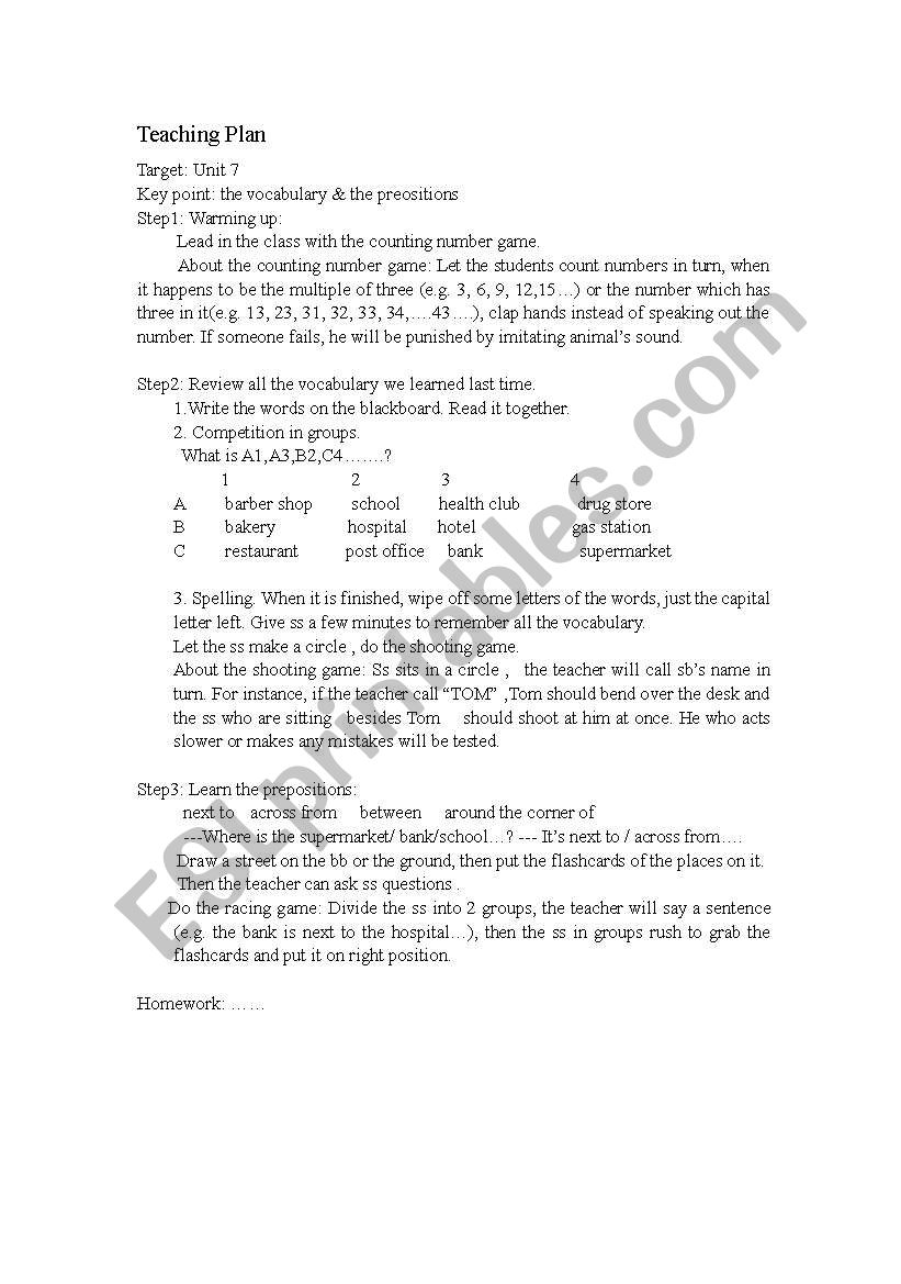 preposition worksheet