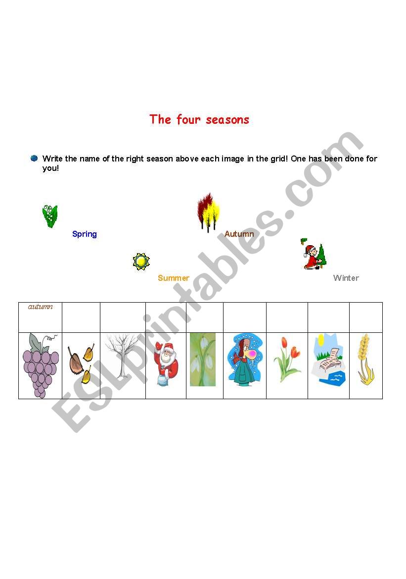 The  four seasons worksheet