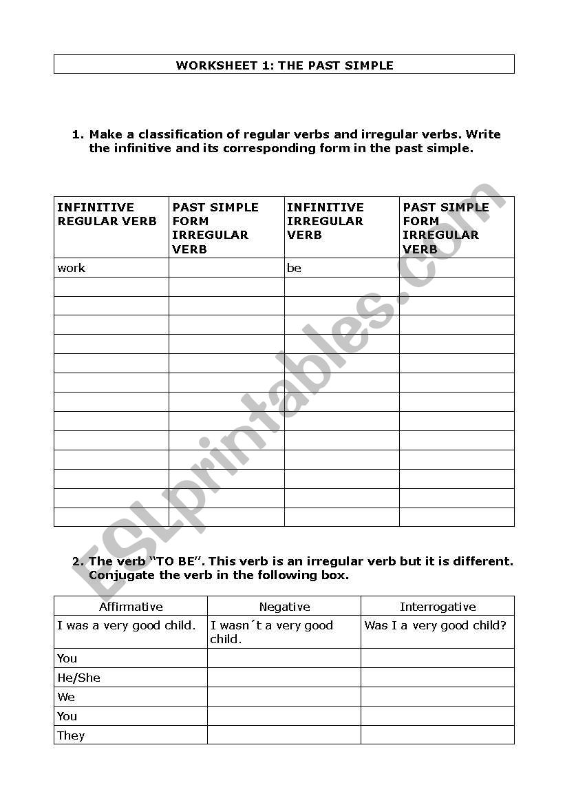 Past Simple introduction worksheet