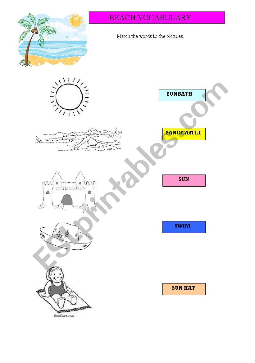 Beach vocabulary worksheet