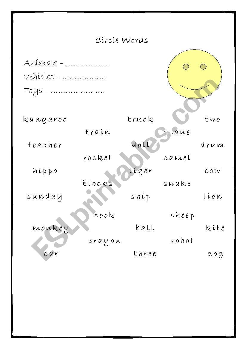 circle worksheet