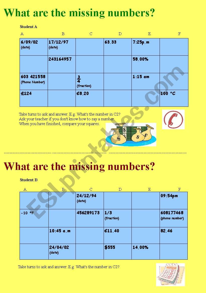 Pairwork Number Game, 