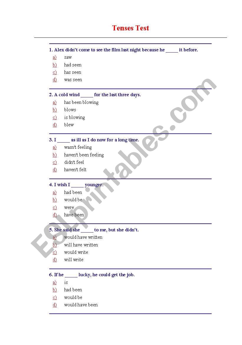 past tenses worksheet