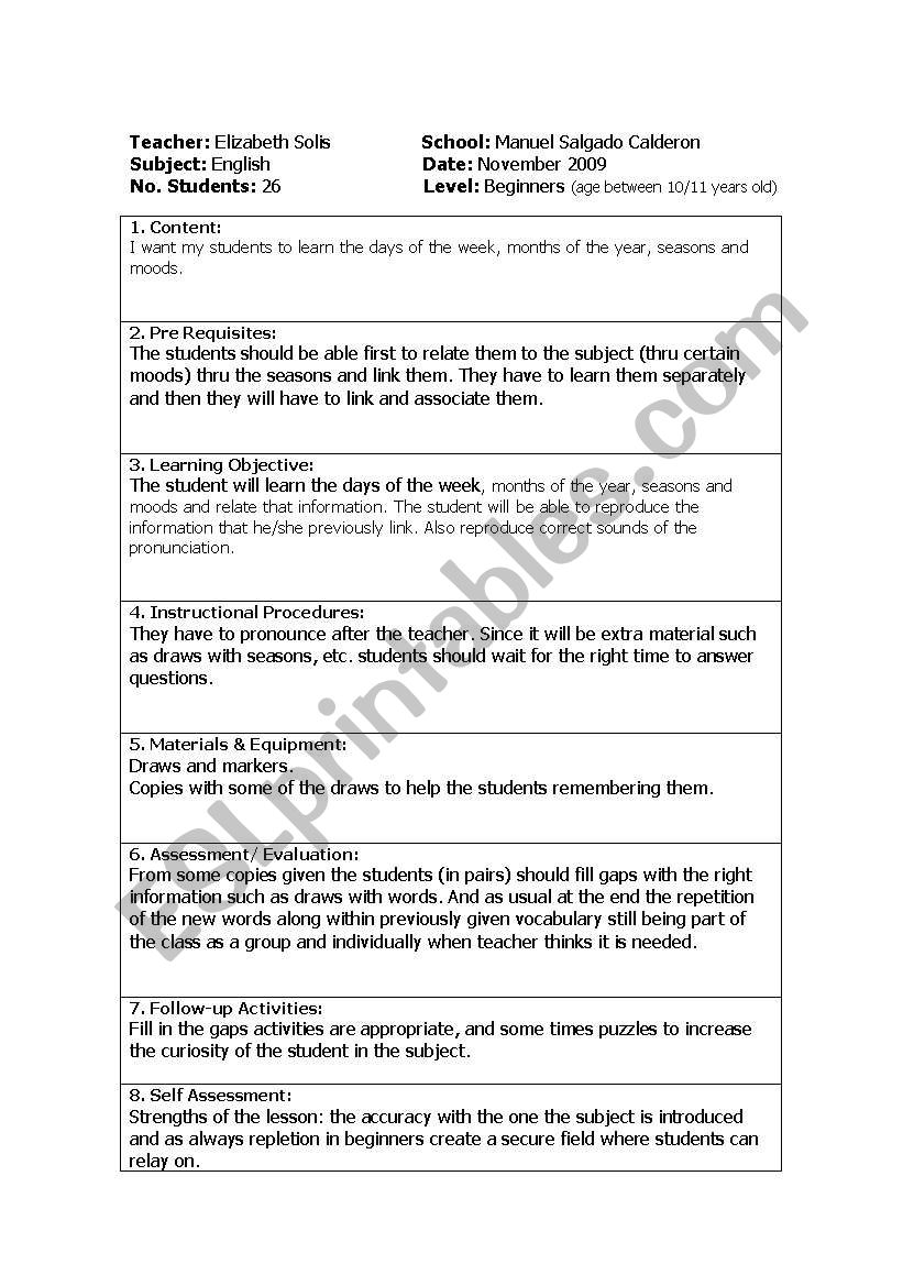 lesson plan worksheet