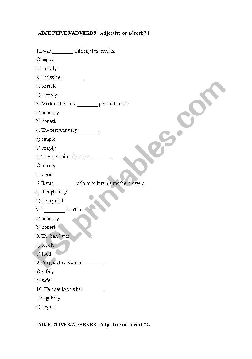 adjectives or adverbs worksheet