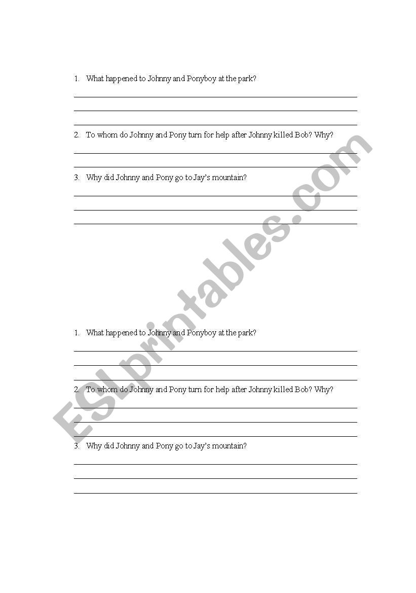 The Outsiders Chapter 4 Pop Quiz