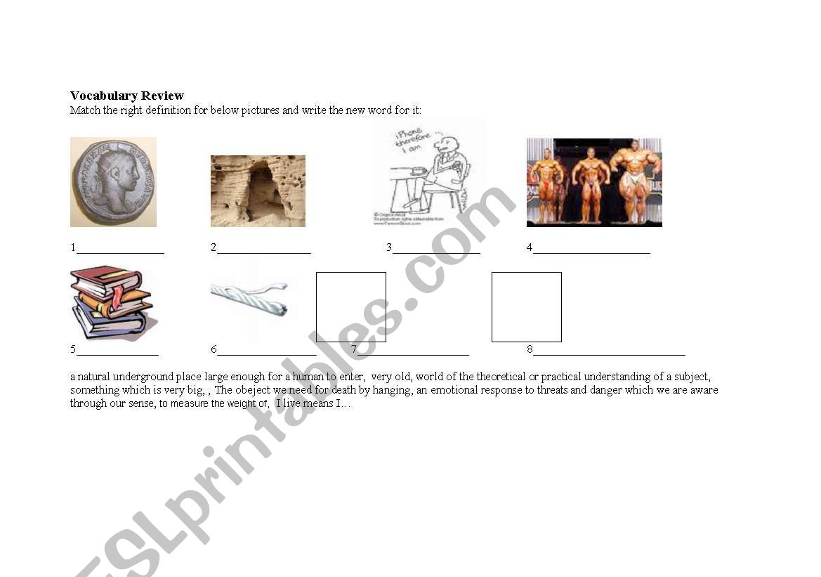 7 wonder vocabulary review worksheet