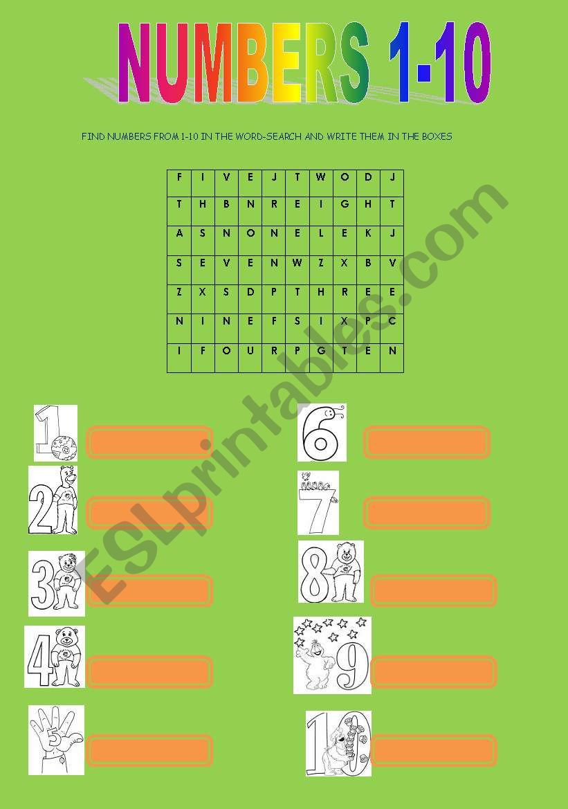 NUMBERS 1-10 worksheet