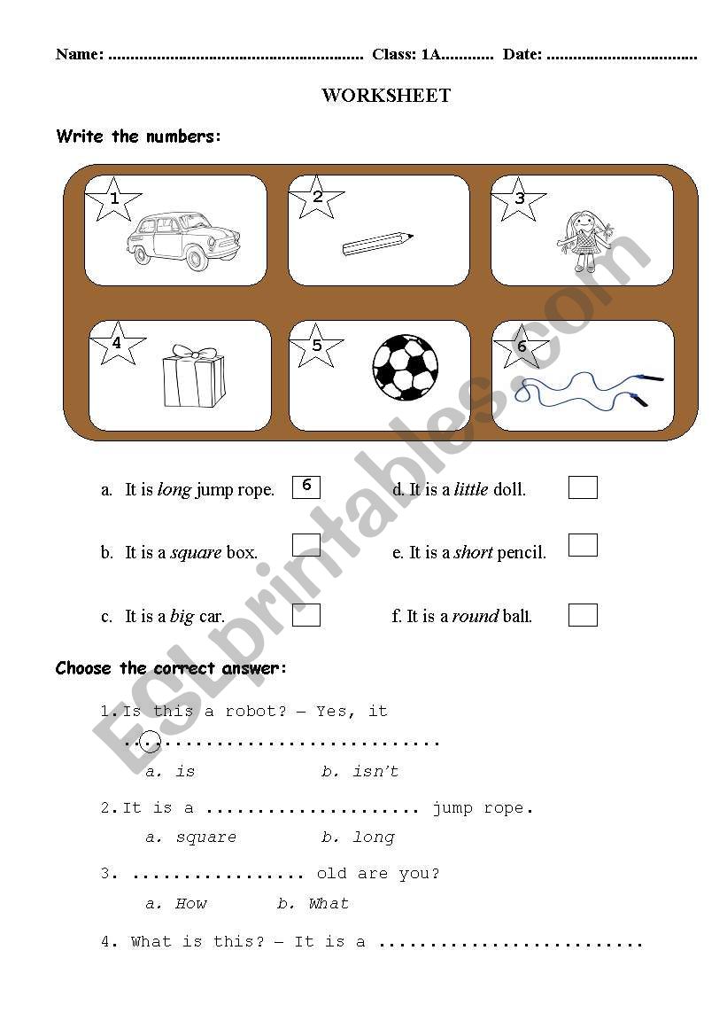 adjective  worksheet