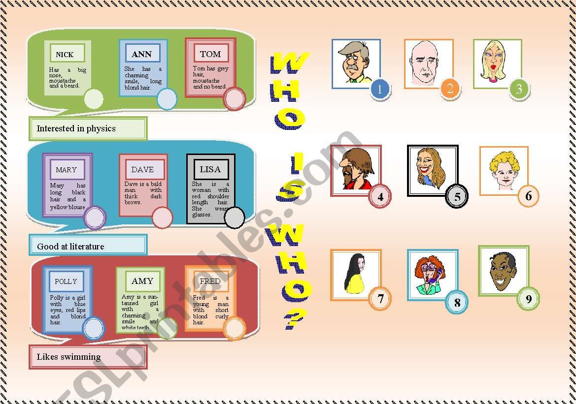 who is who worksheet