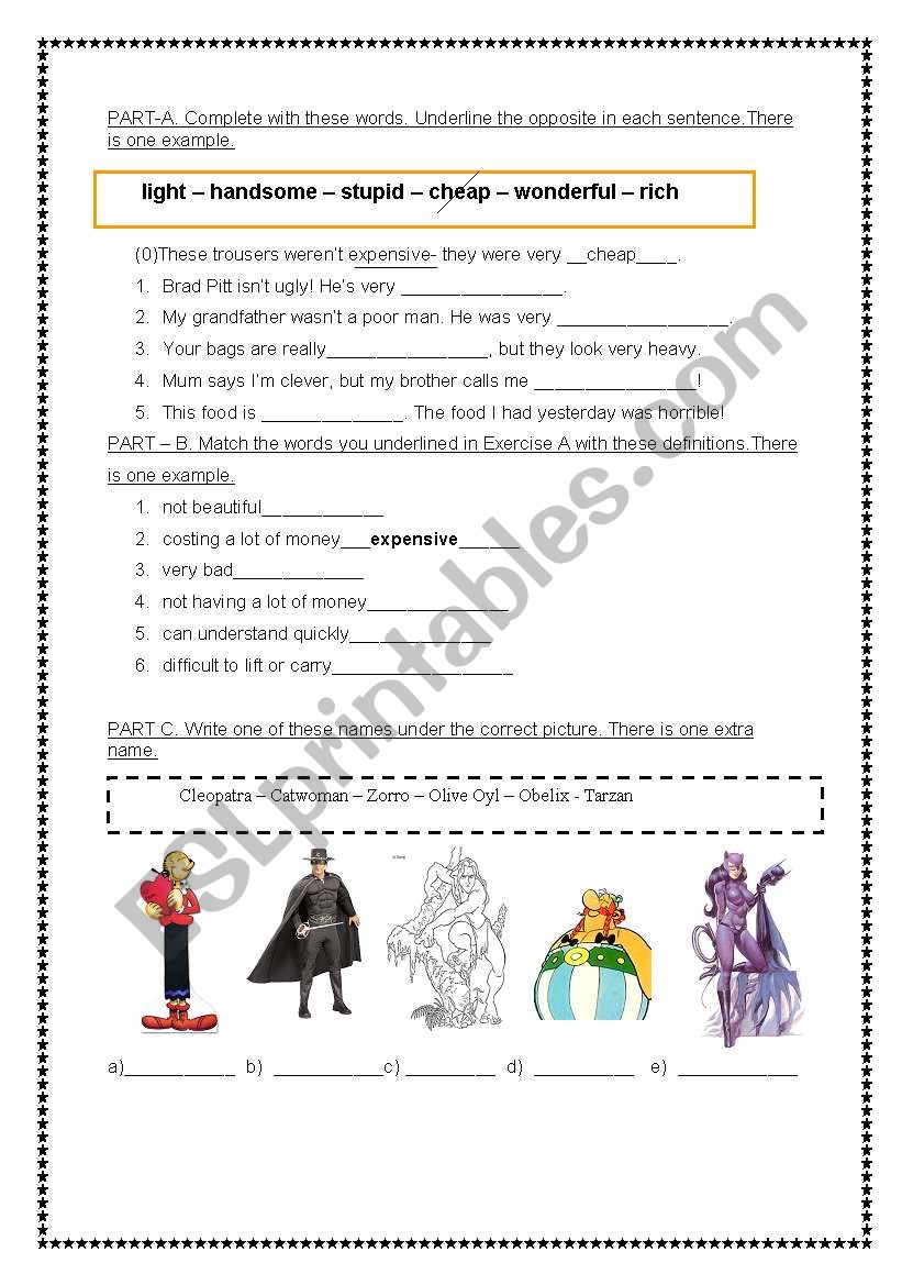 adjectives worksheet