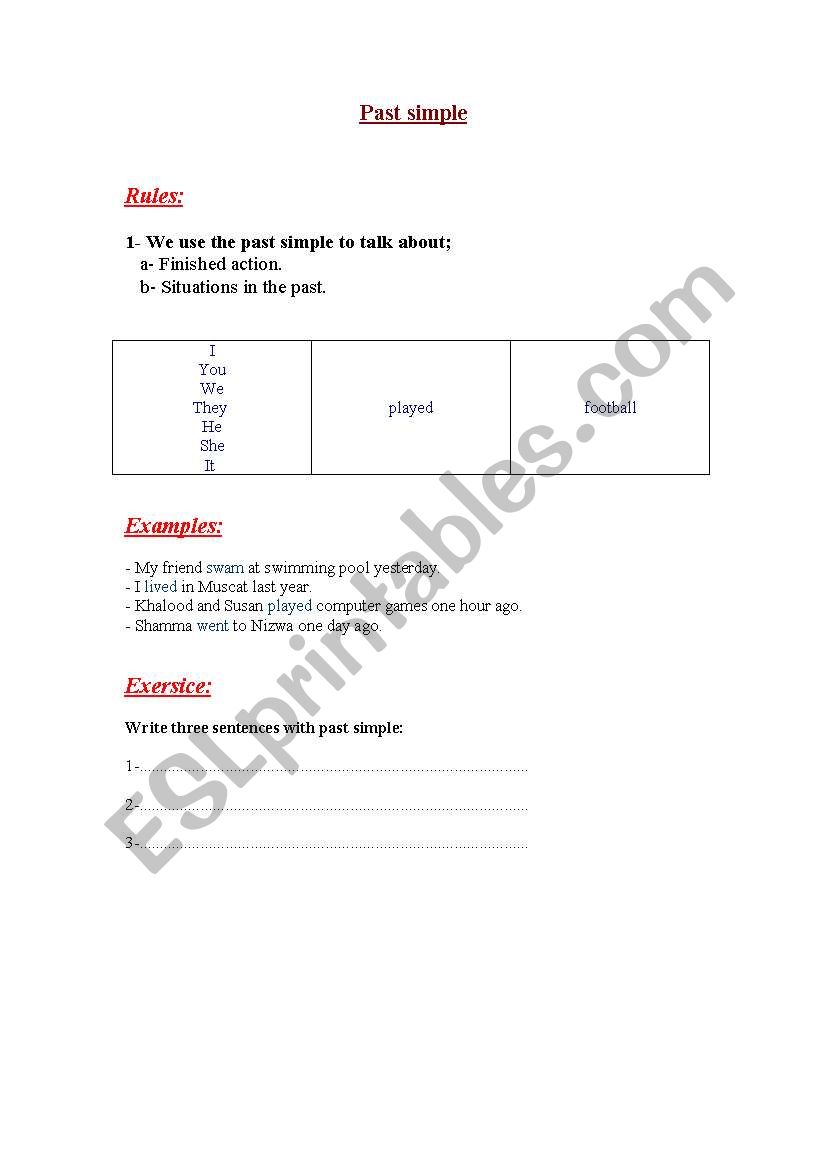 past simple worksheet