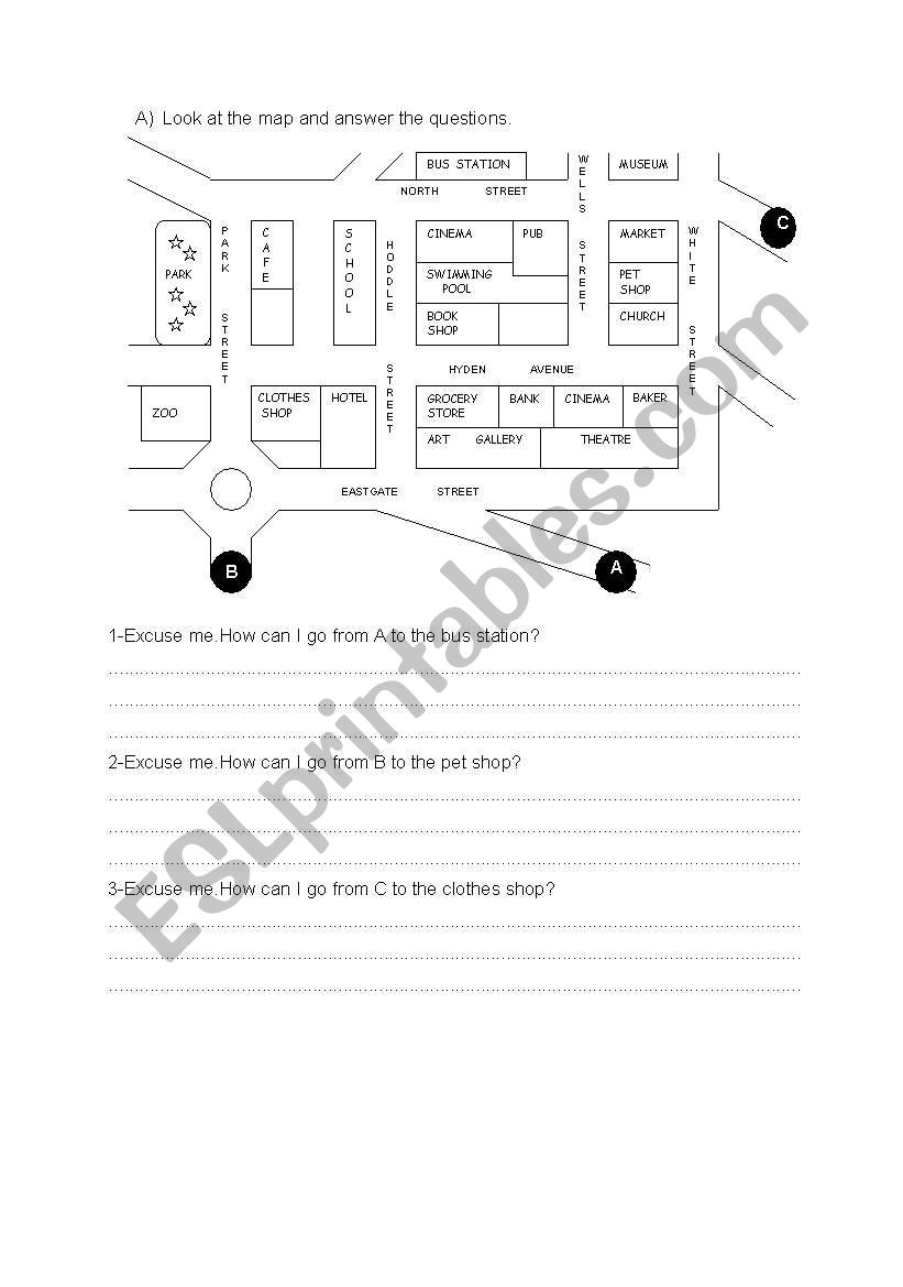 giving directions worksheet