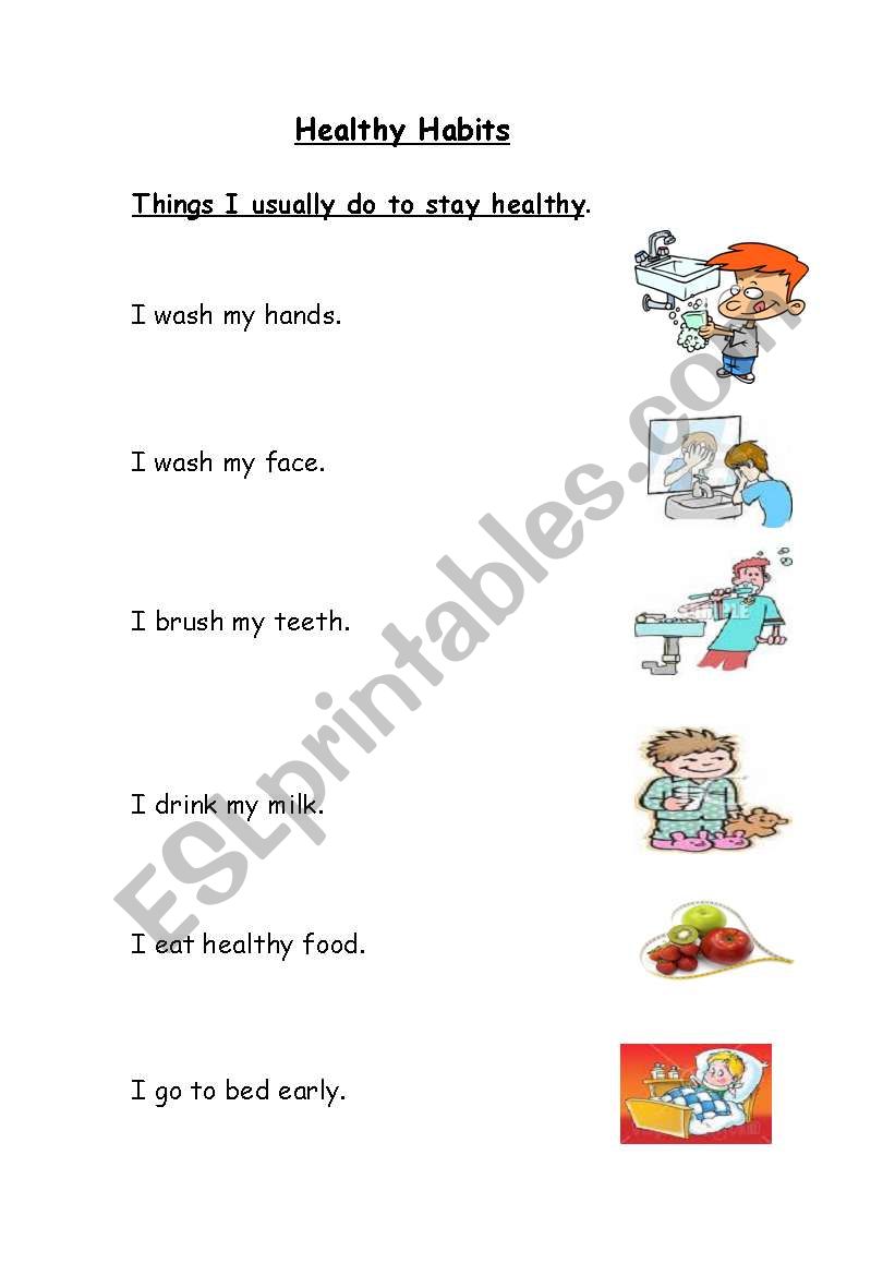 Healthy Habits - ESL worksheet by bdayekh Intended For 7 Habits Worksheet Pdf